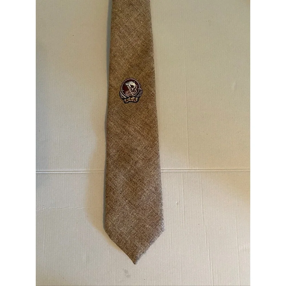 Partridge of Redditch England Mens Tan Brown Tweed Wool Blend Necktie 3.25 Inch